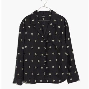 Madewell Women's Silk Pajama Shirt in Bloom Dot | NWT